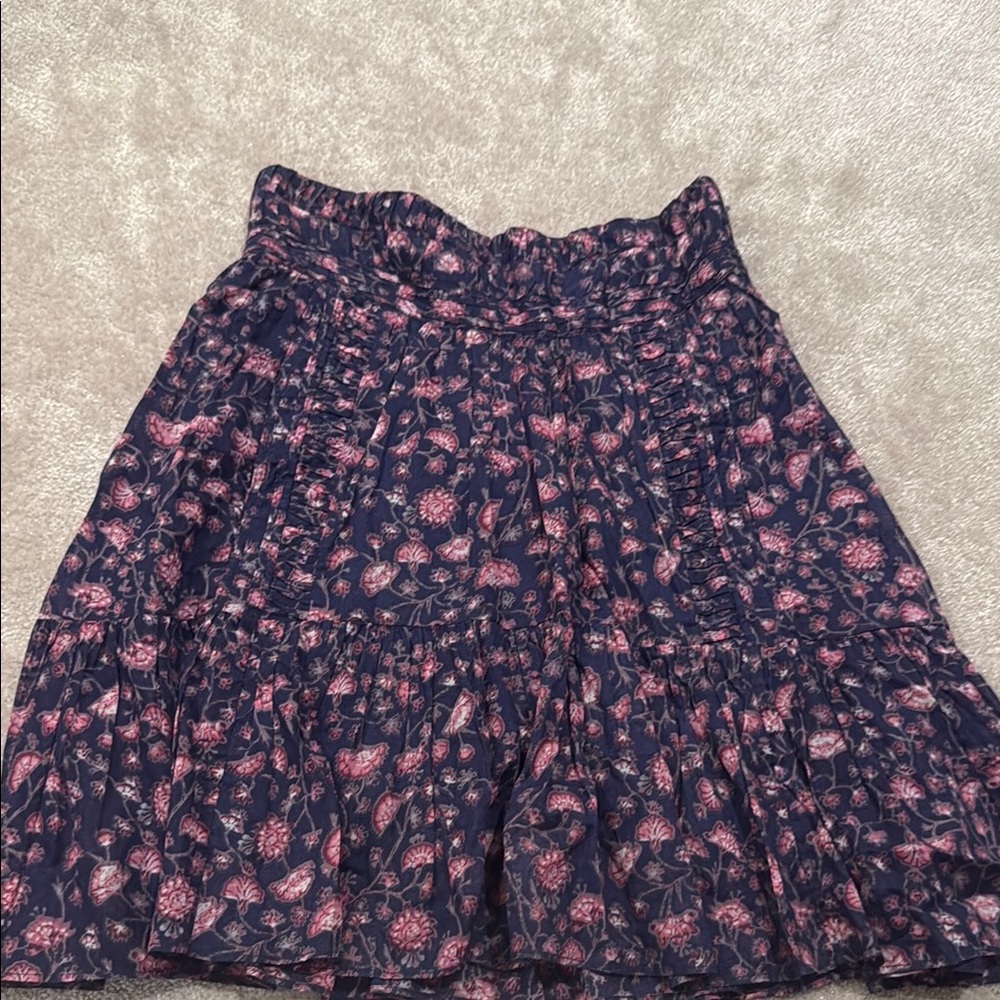 Elegant Floral A-Line Skirt in Navy and Pink